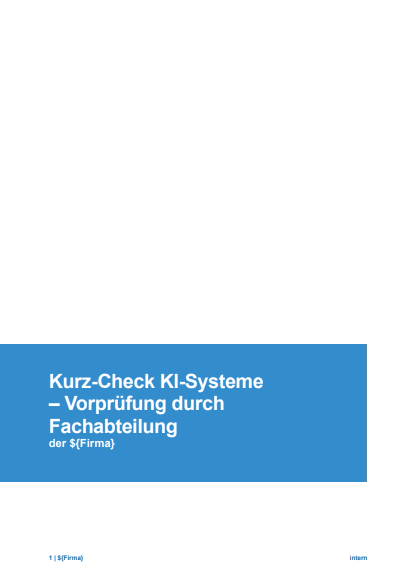 Checkliste KI-Vorabprüfung durch Fachabteilung